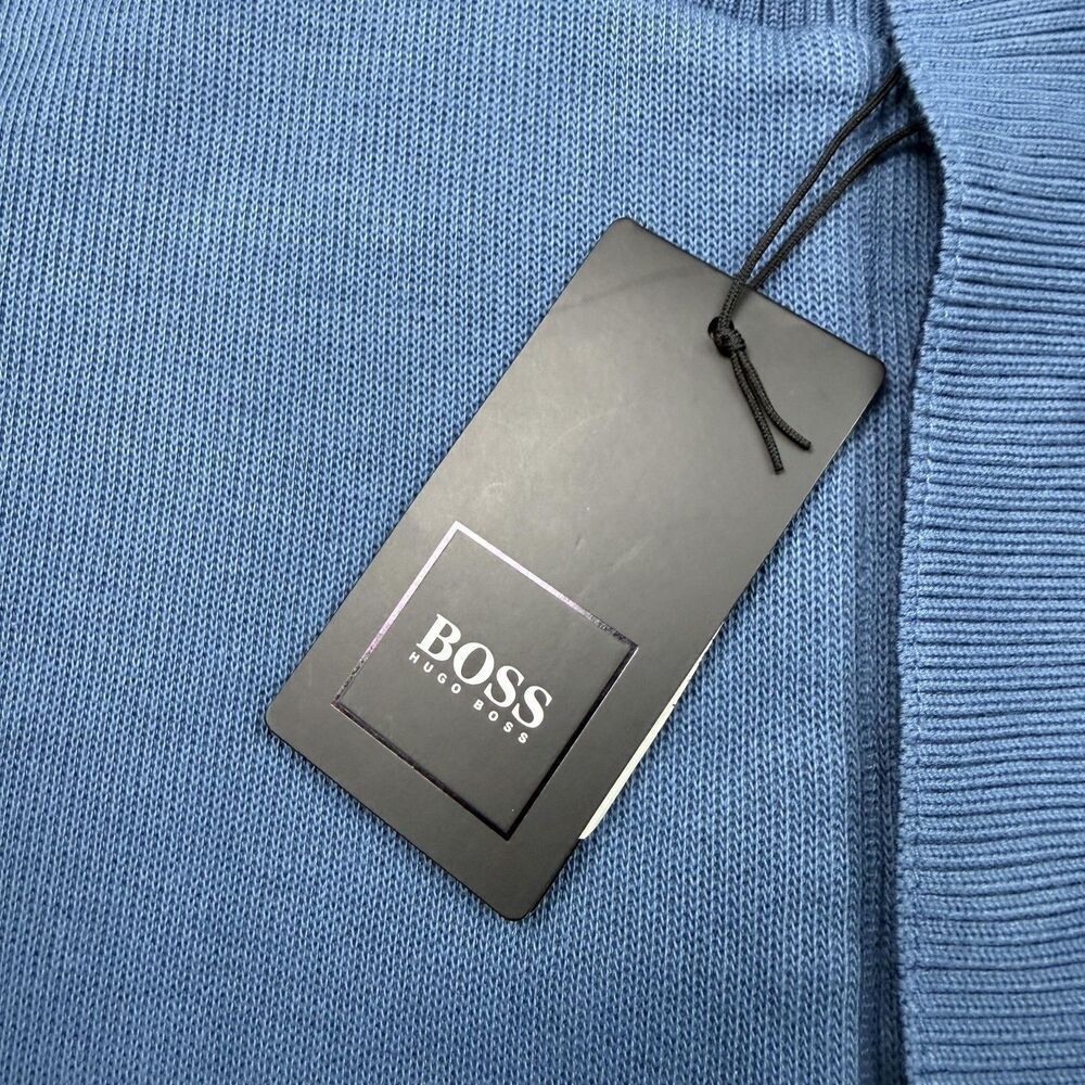Hugo Boss Sweater Mens Large Blue Mock Neck Lightweight Knit Pullover Casual - Picture 3 of 12